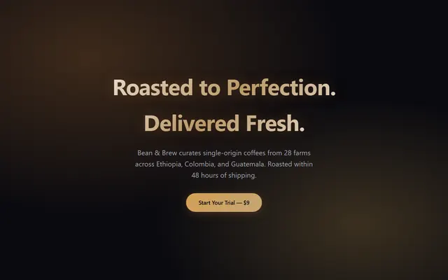 a specialty coffee subscription — glassdark style preview