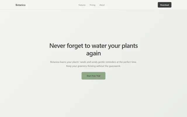 a plant-care reminder app — scandi style preview