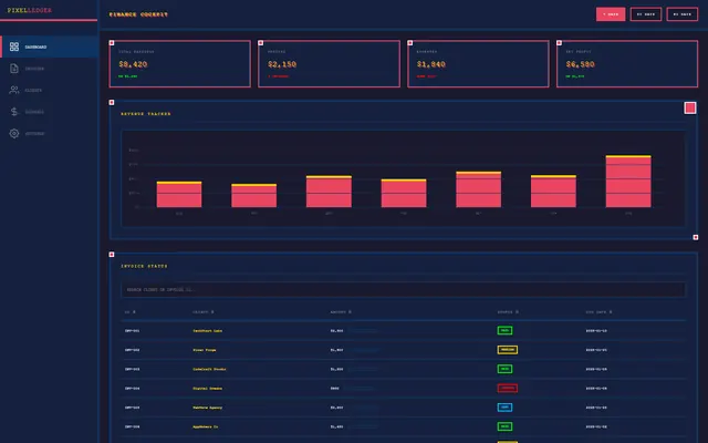 a freelancer's finance cockpit — pixelart style preview