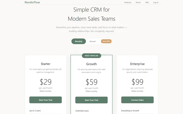 a sales CRM — scandi style preview