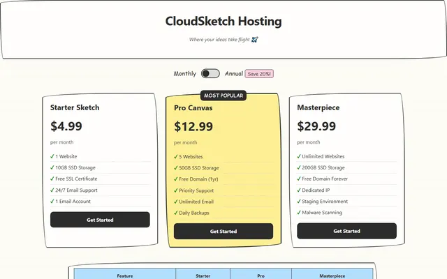 a web hosting company — sketchhand style preview