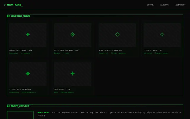 a fashion stylist — terminal style preview