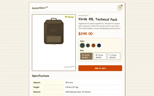 a technical hiking backpack — sketchhand style preview