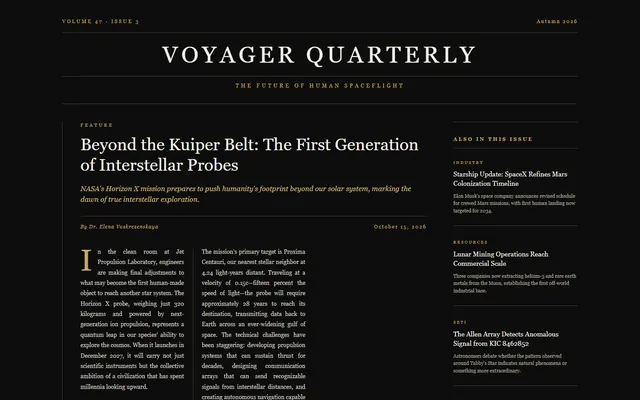 a space-exploration quarterly — luxuryserif style preview