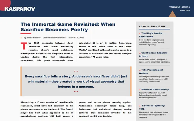 a chess column with annotated game — bauhaus style preview