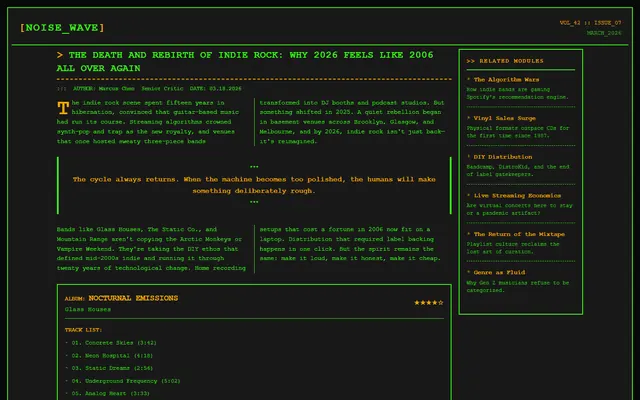 a music-criticism issue — terminal style preview