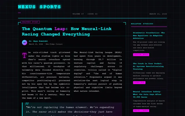 a longform sports feature — cyberpunk style preview