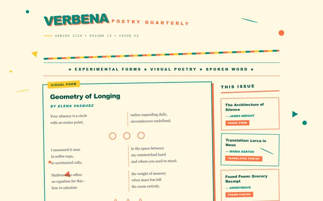 a poetry quarterly with visual typesetting — memphis style preview