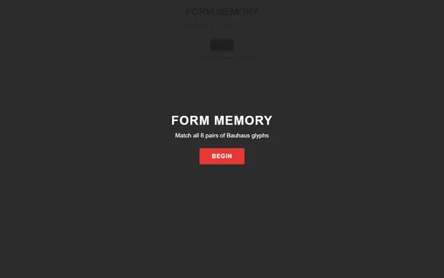 a memory match with emoji-free SVG glyph cards — bauhaus style preview