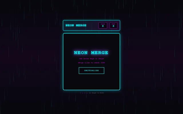 a merge-tiles puzzle (2048 family) — cyberpunk style preview
