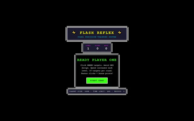 a reflex/reaction tester with levels — pixelart style preview
