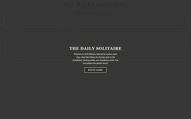 a golf-solitaire lite card game — broadsheet style preview