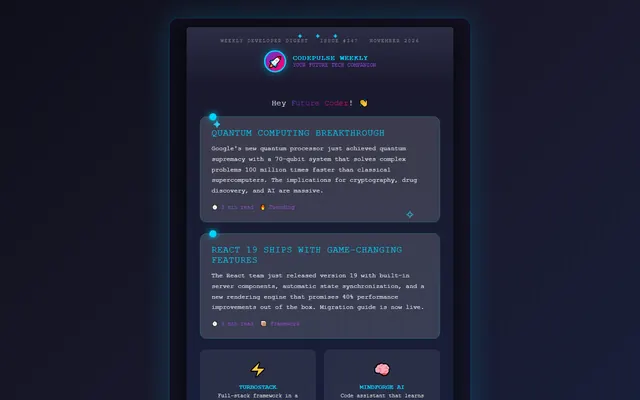 a weekly developer digest — y2k style preview