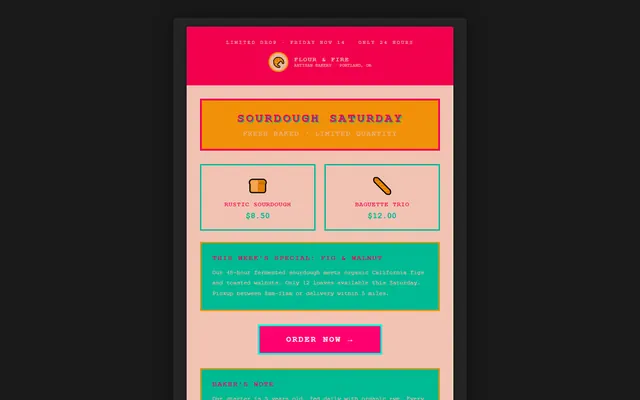 a bakery's limited drop announcement — riso style preview