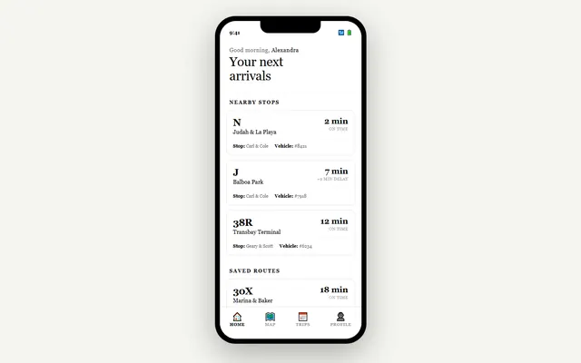 a transit companion app — edserif style preview