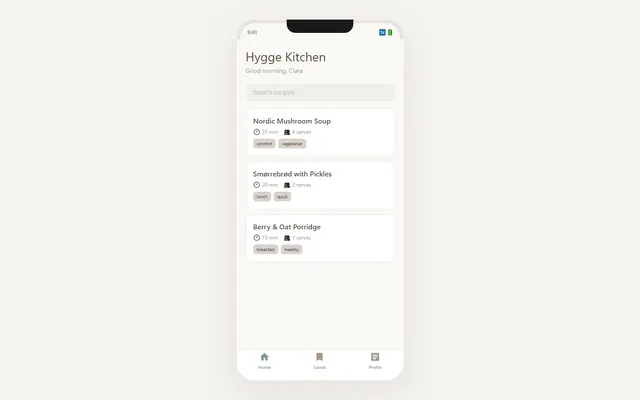 a recipe box app — scandi style preview
