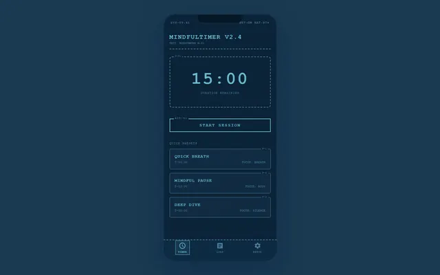 a meditation timer app — blueprint style preview