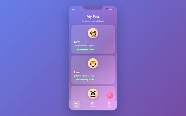 a pet health records app — gradientmesh style preview