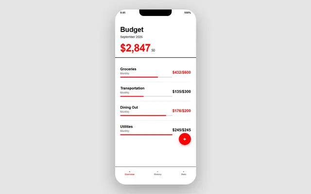 an envelope-budgeting app — swiss style preview