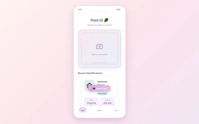 a plant identifier app — pastelsoft style preview