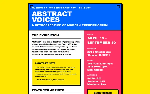a museum retrospective exhibit — neobrutalist style preview