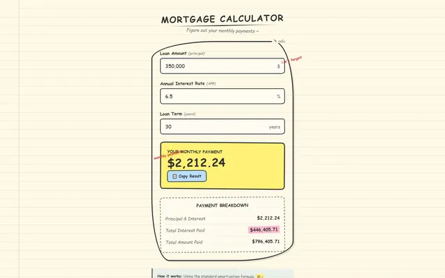 a mortgage payment calculator — sketchhand style preview