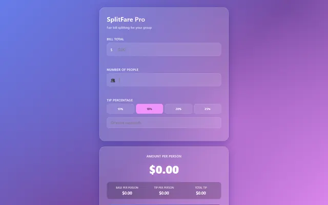 a group tip & bill splitter — gradientmesh style preview