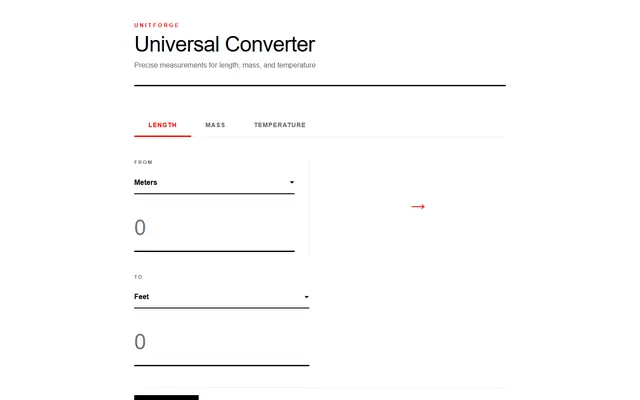 a universal unit converter (length/mass/temp) — swiss style preview