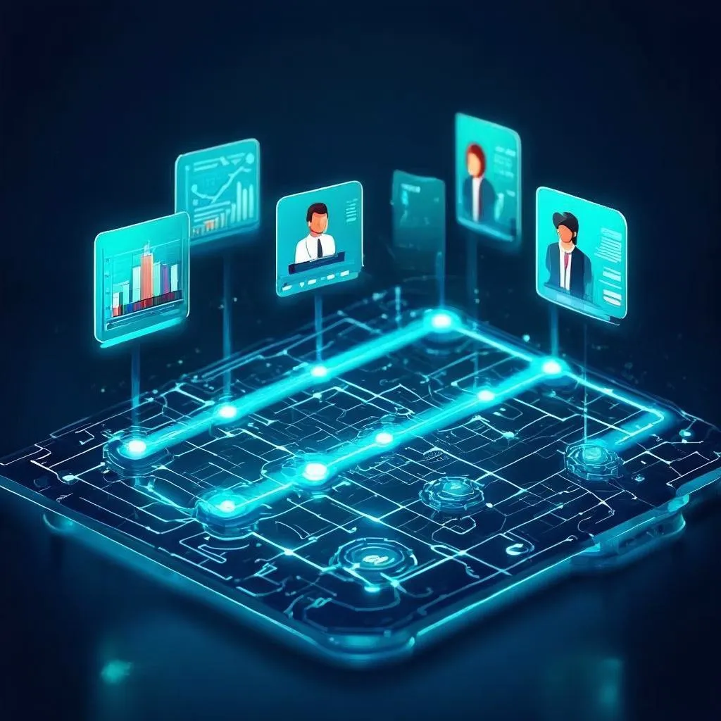 Modern digital dashboard showing AI-powered customer relationship management with automated lead tracking and follow-up notifications