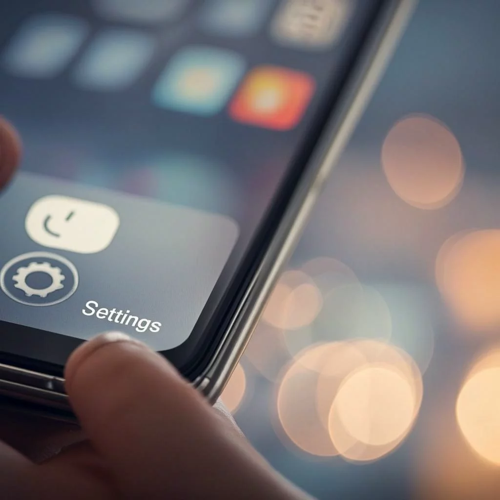 Phone screen showing settings with colorful app icons and toggle switches