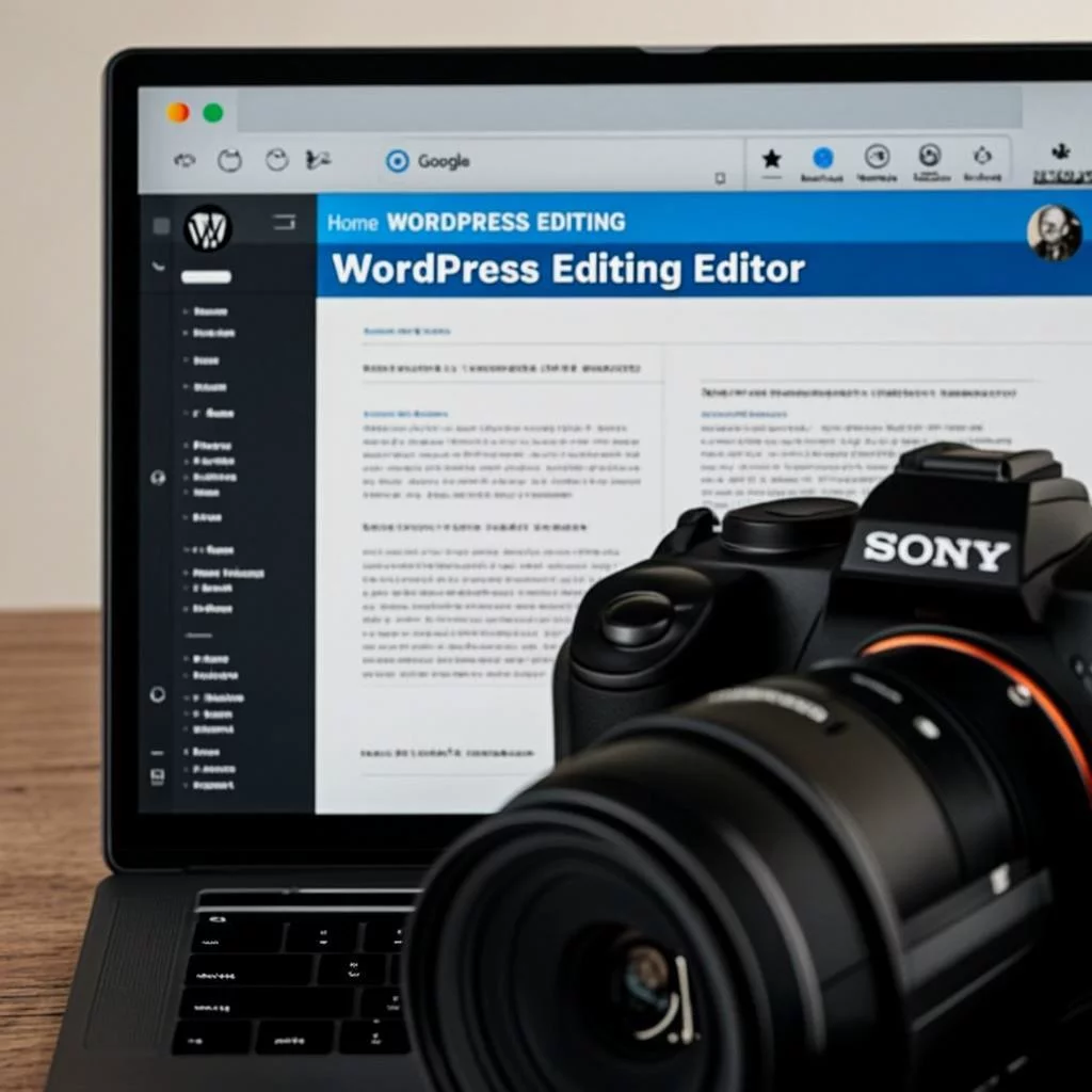 Browser-based WordPress editor running with local files visible in sidebar