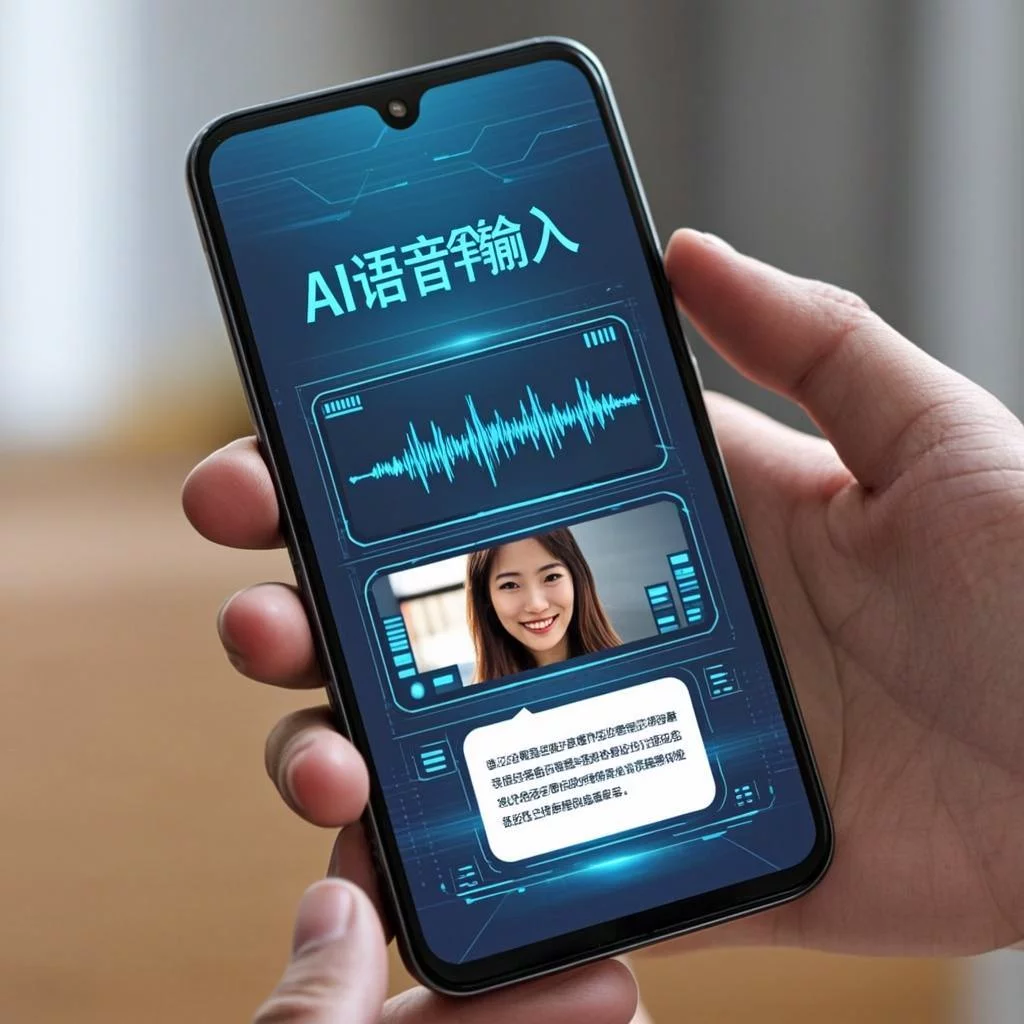 Smartphone screen showing AI assistant processing voice, camera and text inputs