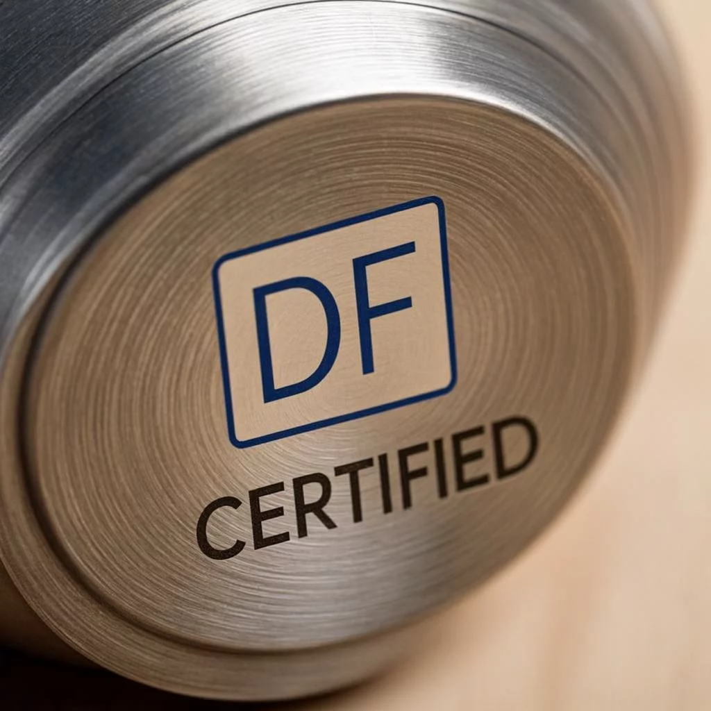 Product labels showing human-made certification marks on different items