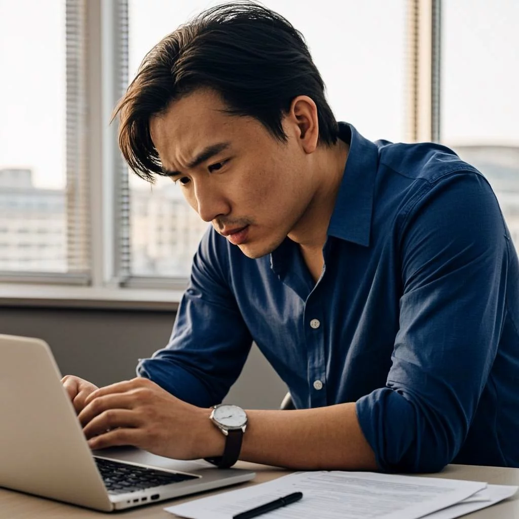 Business owner comparing products and examining labels at a desk